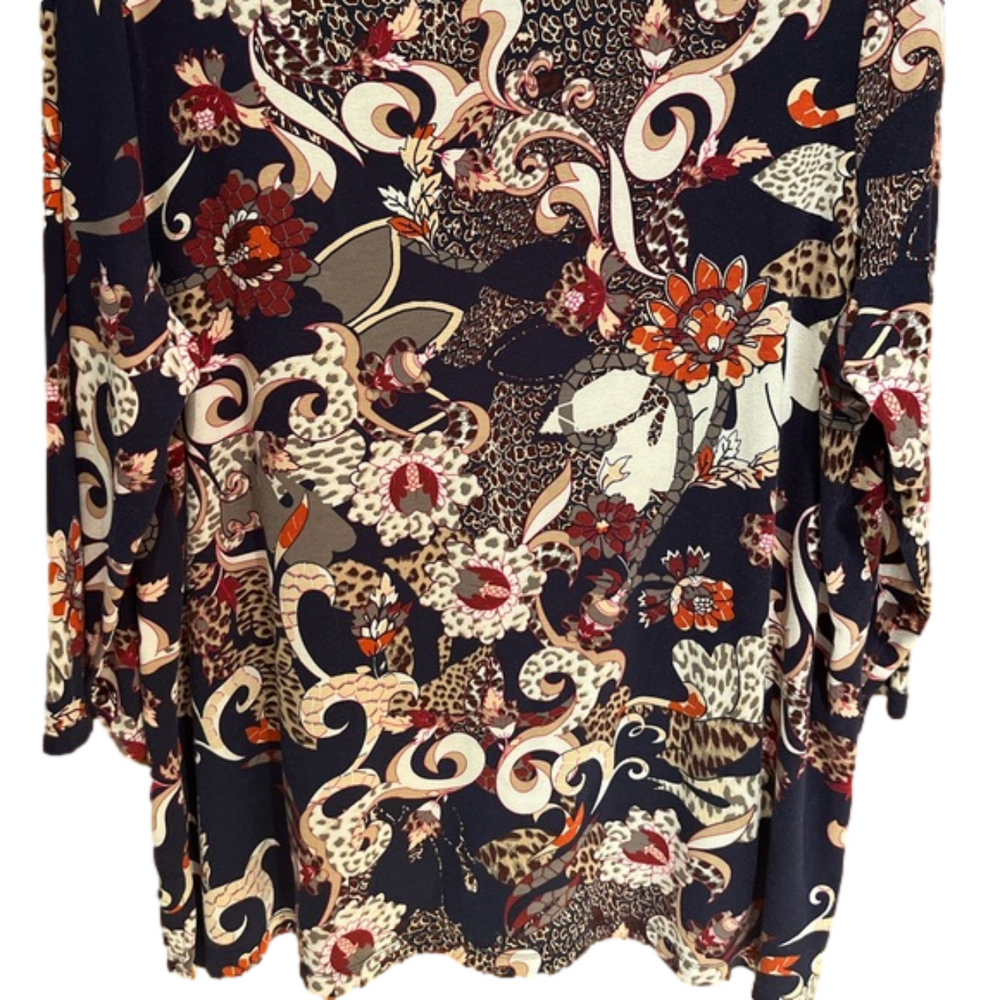 Chico's Navy and Red Floral Blouse Size 3/XL - Picture 2 of 7